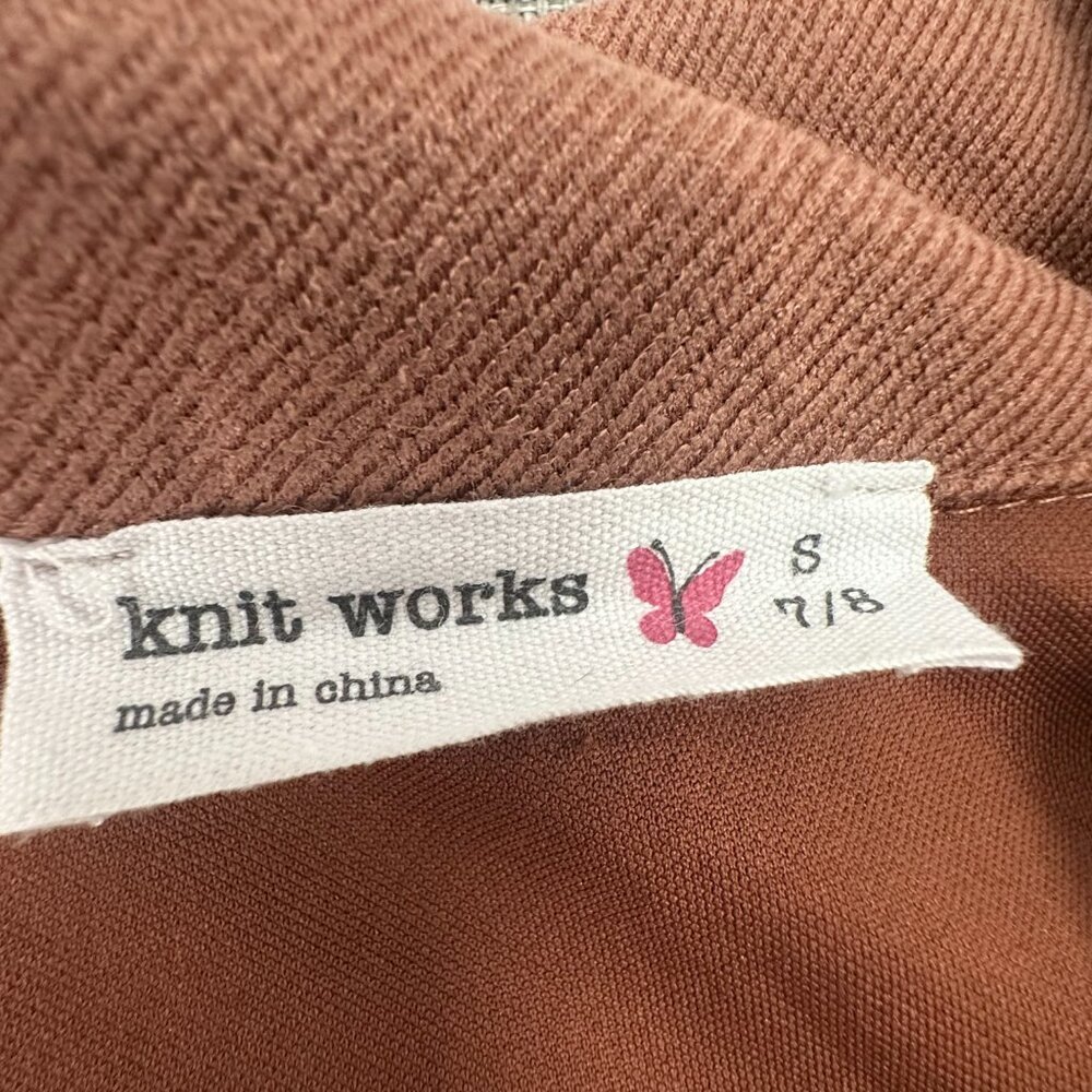 NEW! Girls Kids Knit Works Button Jacket Brown/Tan S7/8 Collared Long Sleeve - Picture 4 of 10